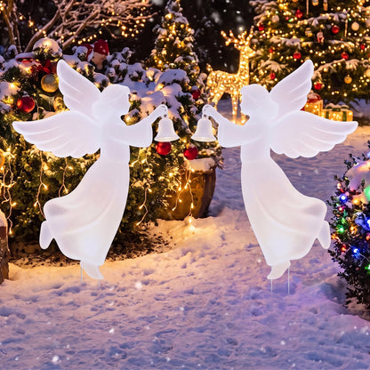 Outdoor Christmas Angel Yard Decoration Set - 3 Ft Pink
