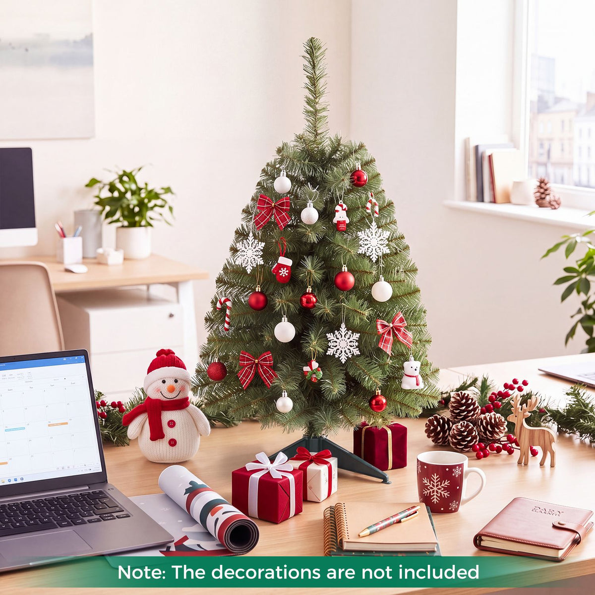 3 FT Mini Tabletop Christmas Tree with 113 Green PVC Branch Tips