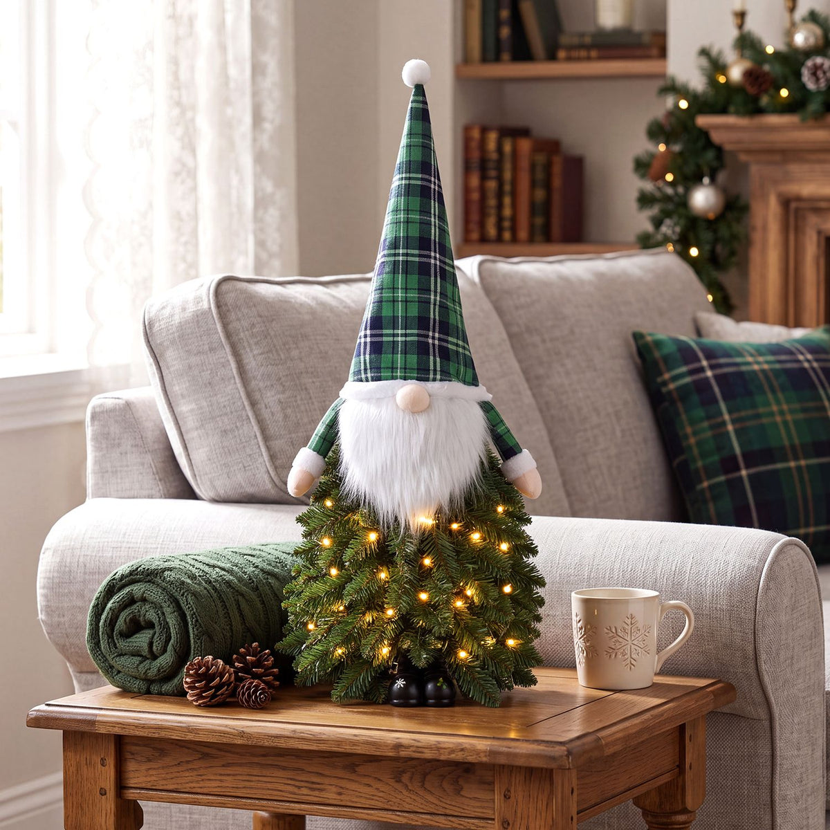 3 FT Pre-Lit Mini Tabletop Artificial Christmas Tree with 20 Warm White LED Lights and 8 Modes