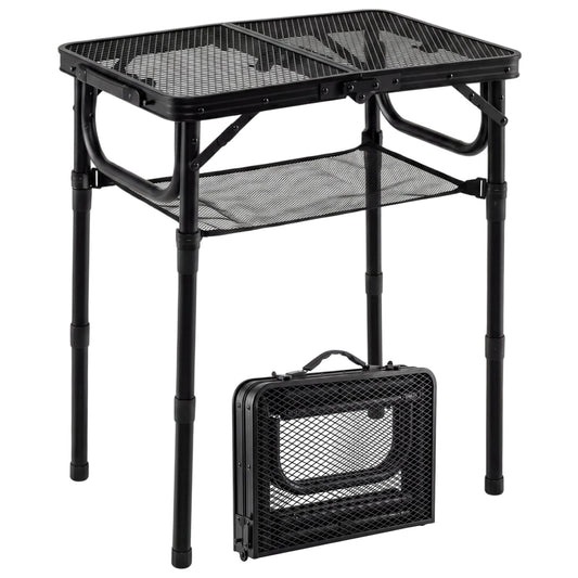 3-Height Folding Picnic Table with Large Storage Net and Handle