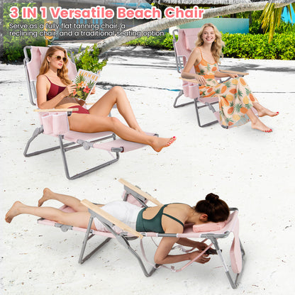 Foldable Beach Chair with Adjustable Backrest & Footrest