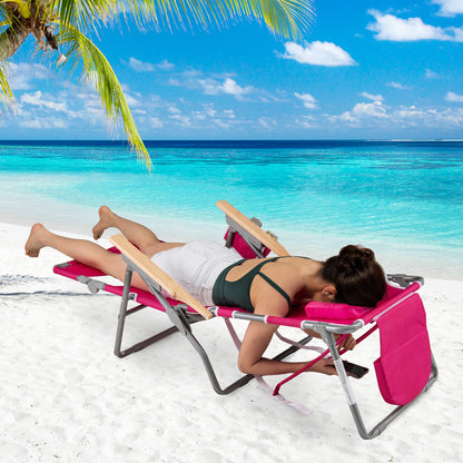 Foldable Beach Chair with Adjustable Backrest & Footrest