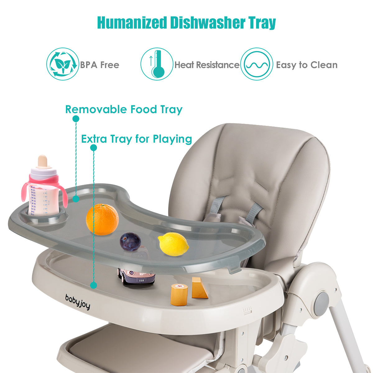 3-in-1 Convertible Baby High Chair with Adjustable Height