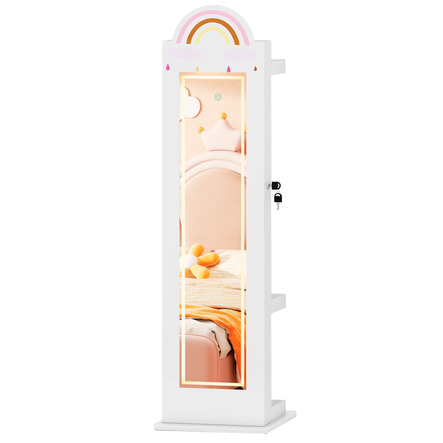 Kids Jewelry Cabinet with 3-Color Lighted Mirror & Storage