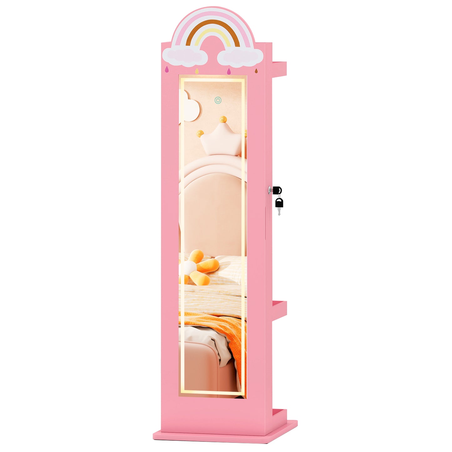 Kids Jewelry Cabinet with 3-Color Lighted Mirror & Storage