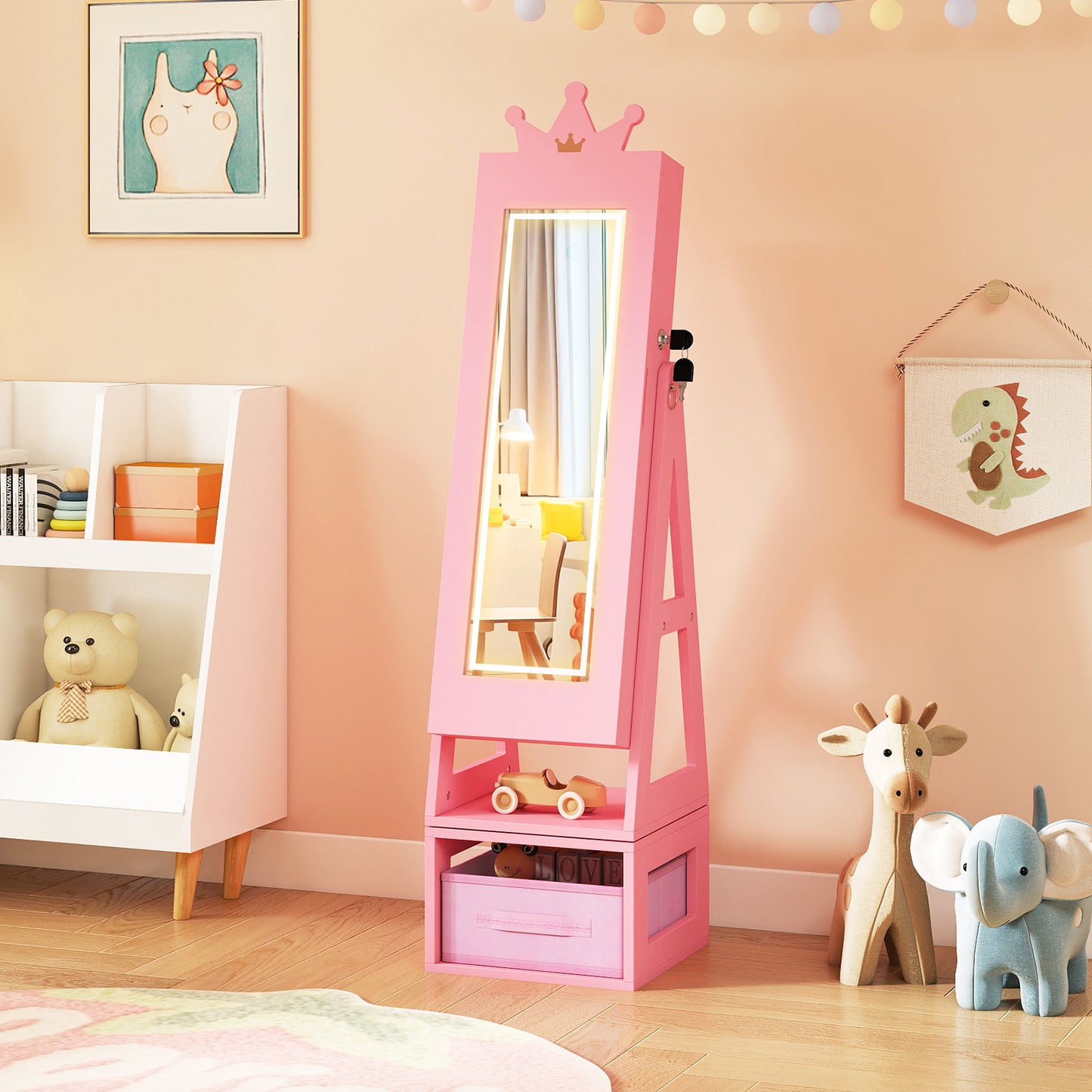 Kids Jewelry Cabinet with Lighted Full Length Mirror