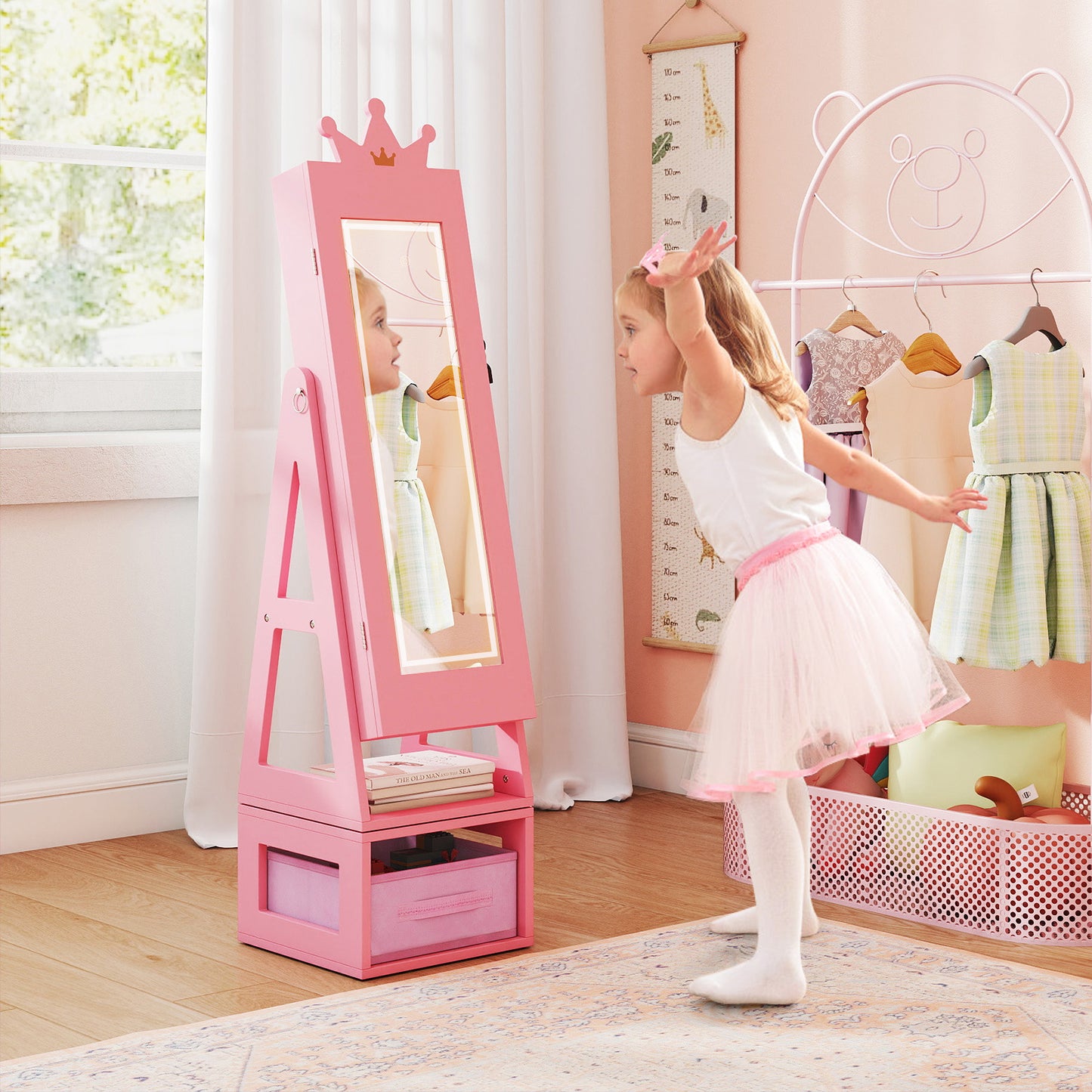 Kids Jewelry Cabinet with Lighted Full Length Mirror