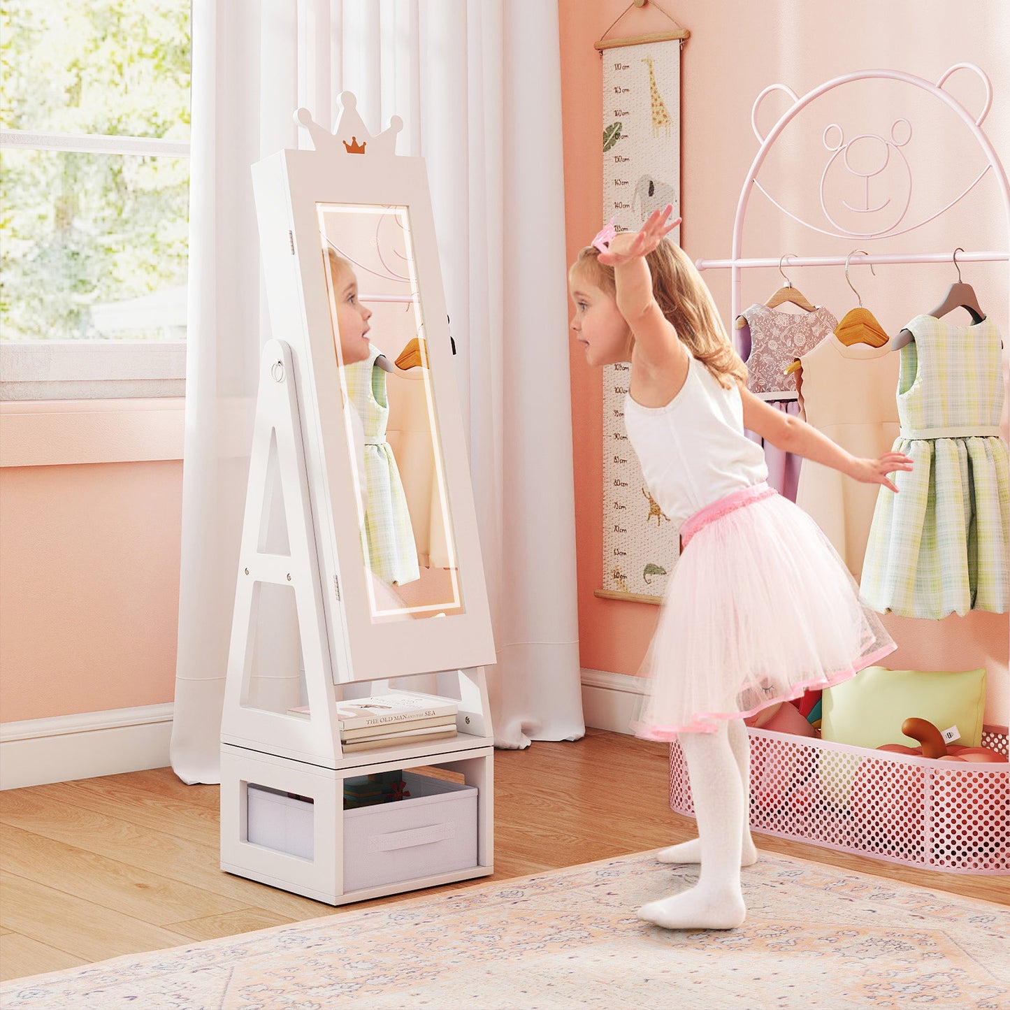 Kids Jewelry Cabinet with Lighted Full Length Mirror