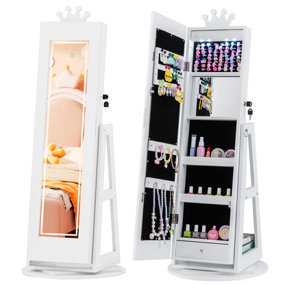 Kids Jewelry Cabinet with Lighted Full Length Mirror