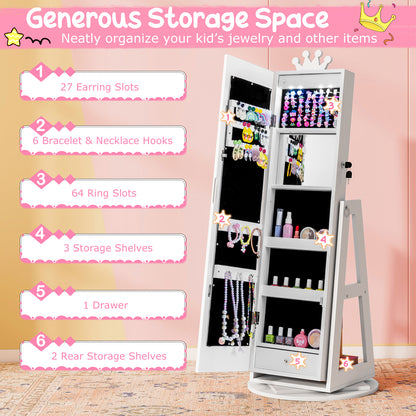 Kids Jewelry Cabinet with Lighted Full Length Mirror