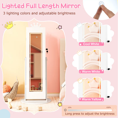 Kids Jewelry Cabinet with Lighted Full Length Mirror