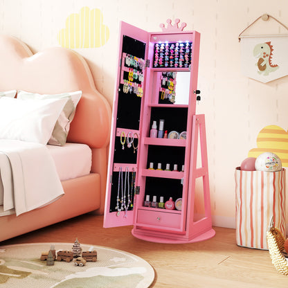 Kids Jewelry Cabinet with Lighted Full Length Mirror