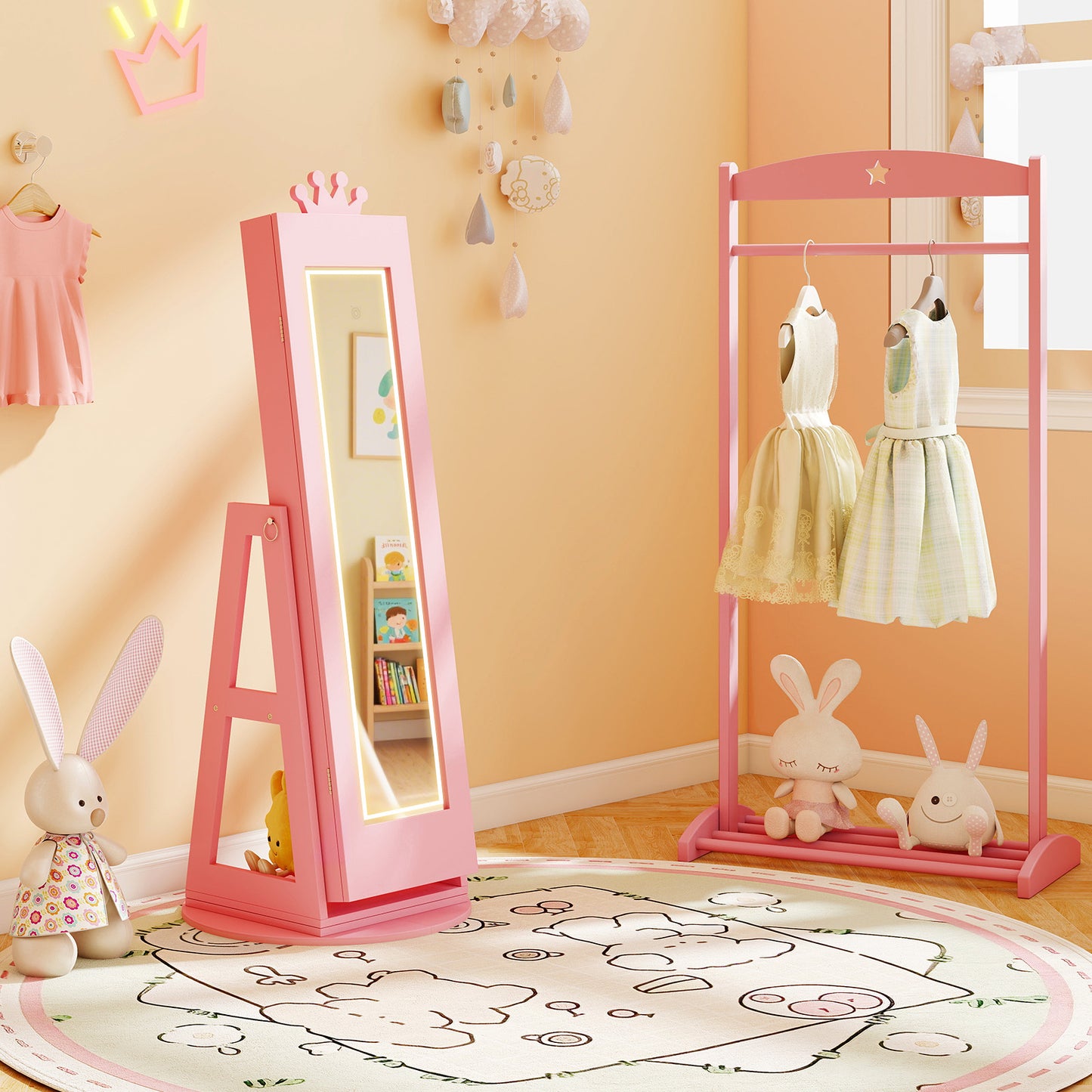 Kids Jewelry Cabinet with Lighted Full Length Mirror