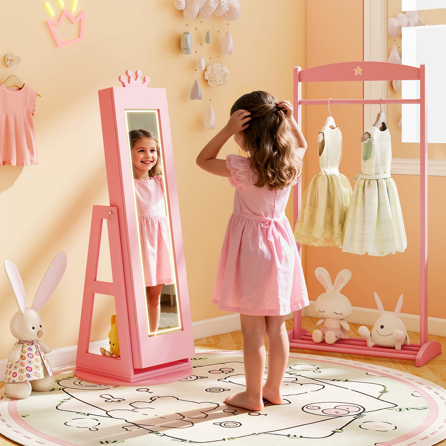 Kids Jewelry Cabinet with Lighted Full Length Mirror