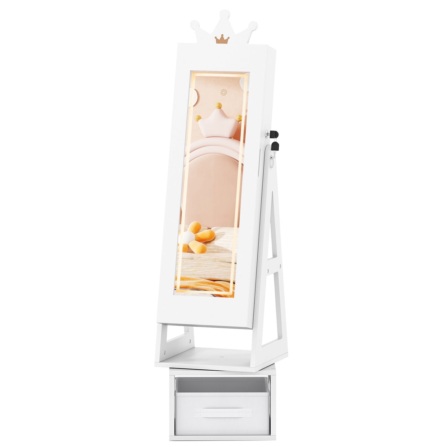 Kids Jewelry Cabinet with Lighted Full Length Mirror