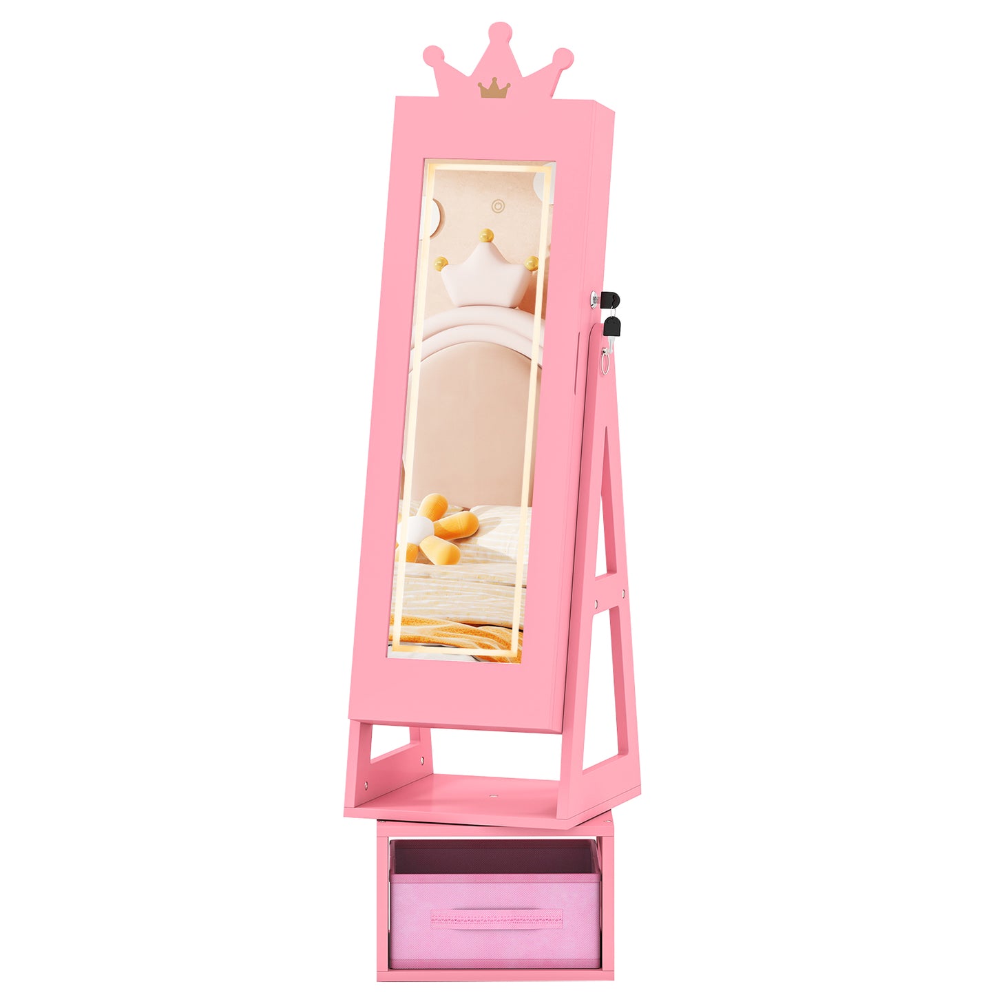Kids Jewelry Cabinet with Lighted Full Length Mirror