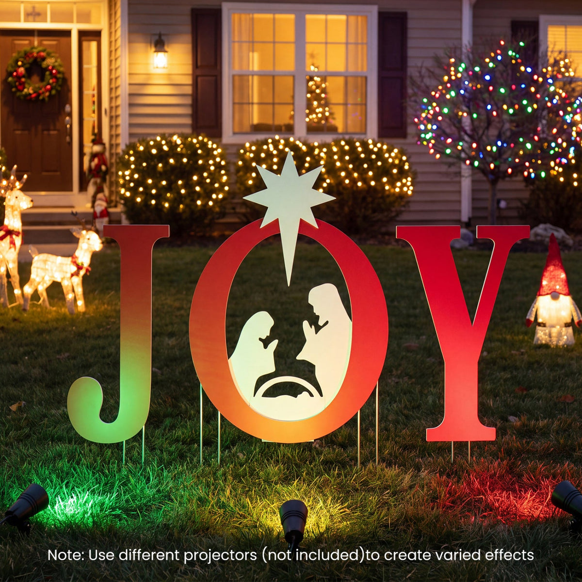 JOY Nativity Christmas Yard Sign Set with Angels - 3 Pieces