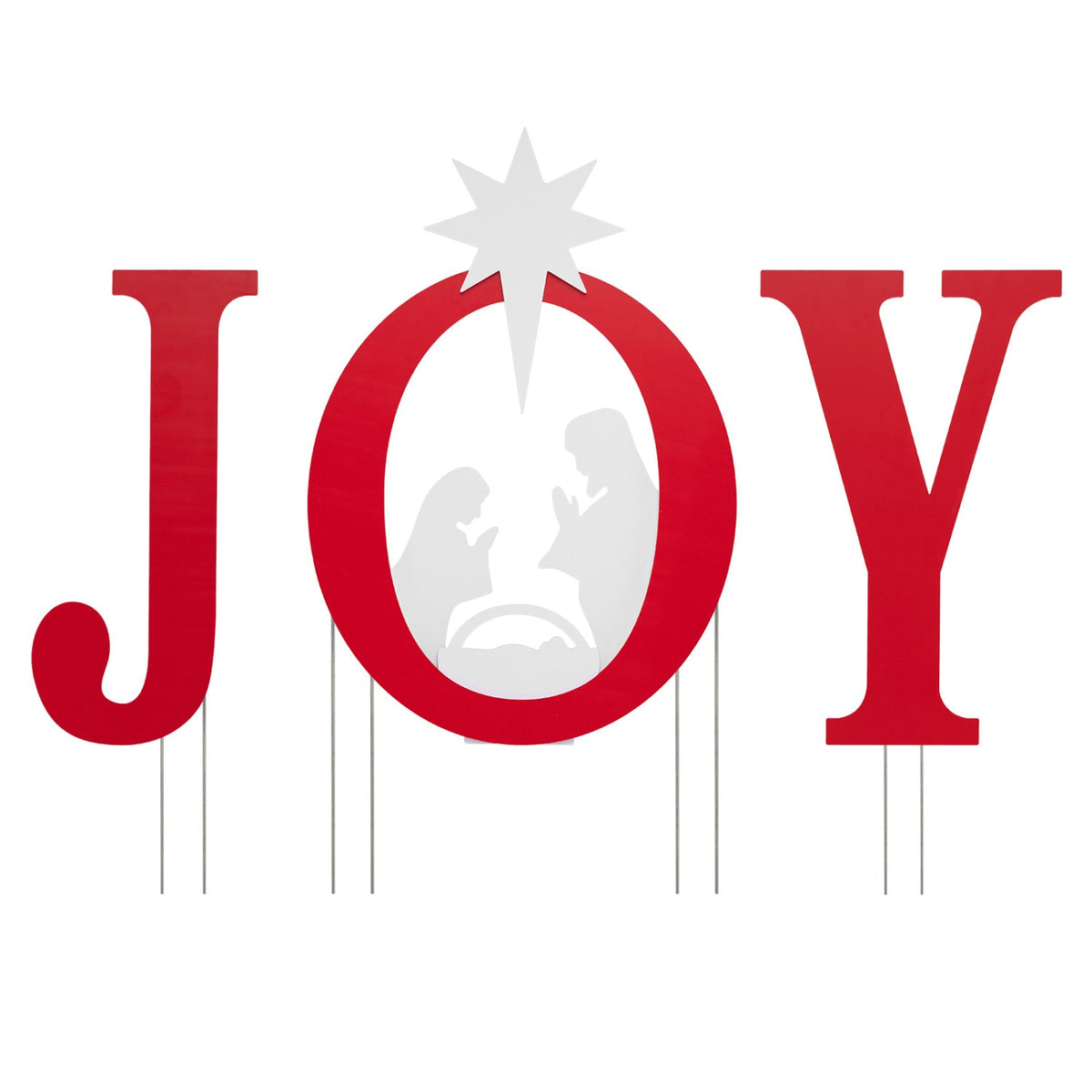 JOY Nativity Christmas Yard Sign Set with Angels - 3 Pieces