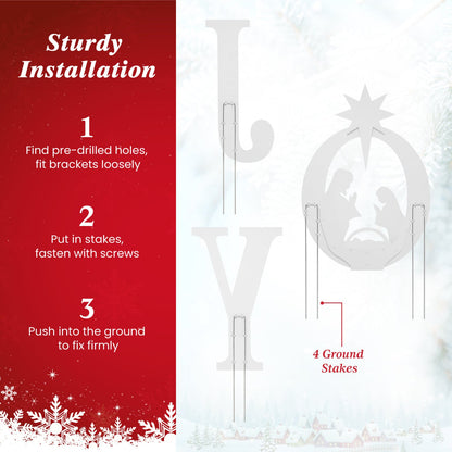 JOY Nativity Christmas Yard Sign Set with Angels - 3 Pieces