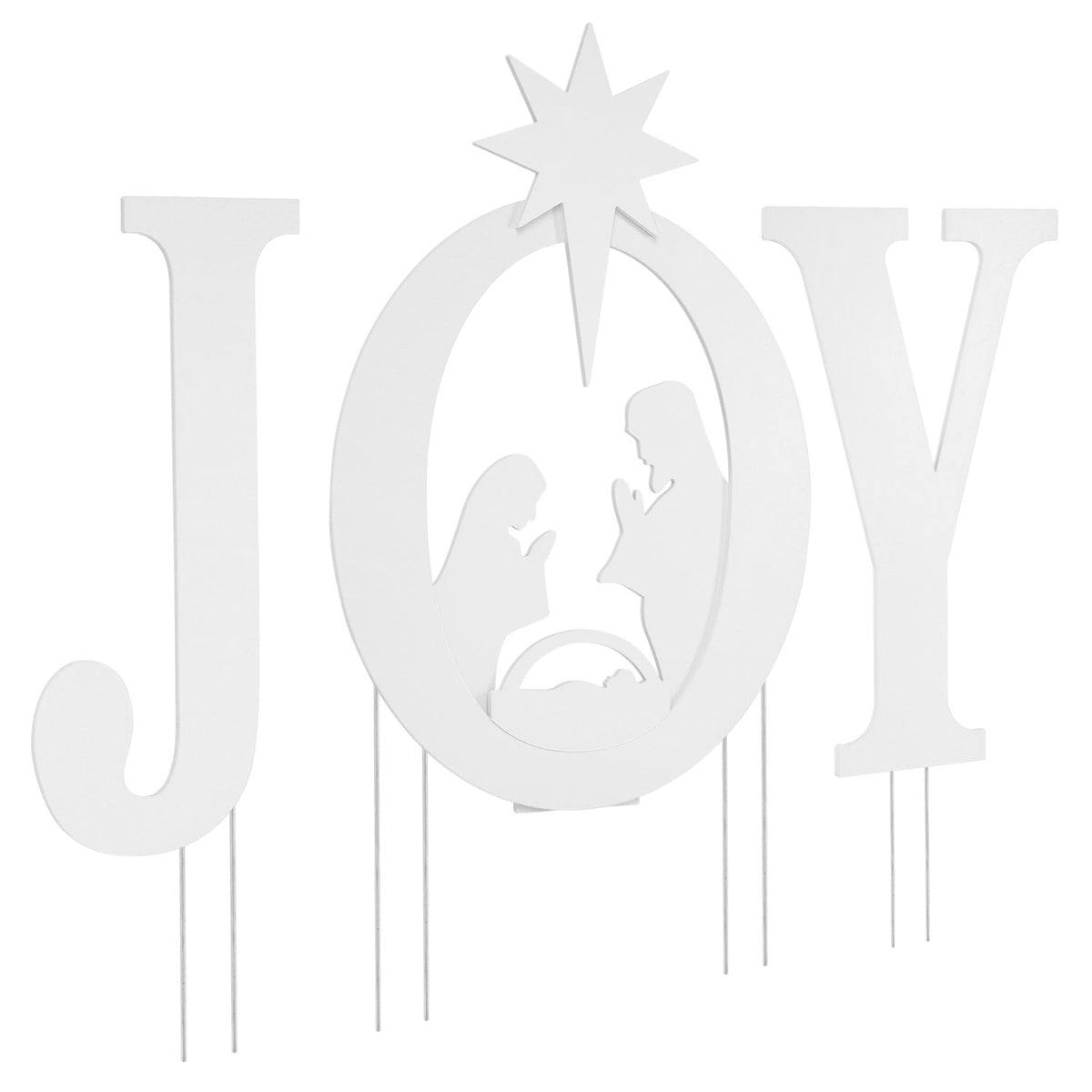 JOY Nativity Christmas Yard Sign Set with Angels - 3 Pieces