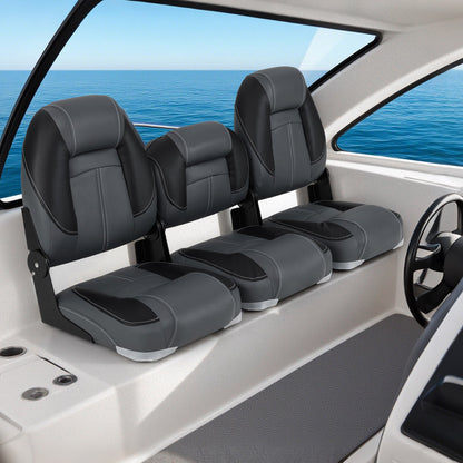 3-Pack Folding Boat Seats with 28D Soft Sponge Padding-Black