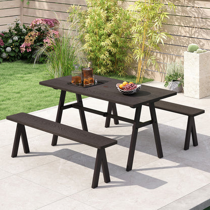 Outdoor Bench Set of 2, 3-Person Seating, 800 LBS Capacity