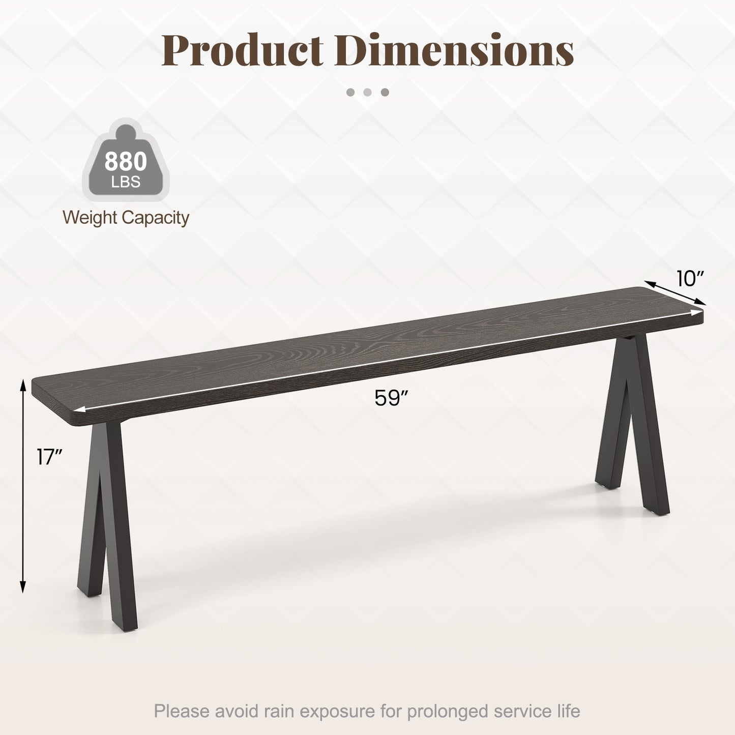 Outdoor Bench Set of 2, 3-Person Seating, 800 LBS Capacity
