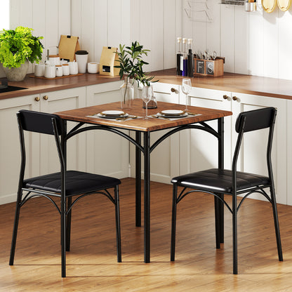 3-Piece Square Dining Table Set with 2 Upholstered Chairs