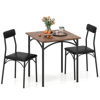 3-Piece Square Dining Table Set with 2 Upholstered Chairs
