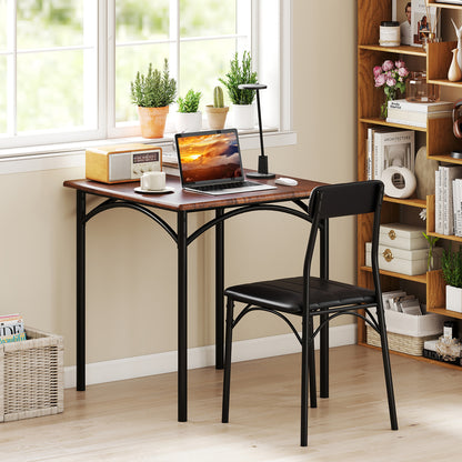 3-Piece Square Dining Table Set with 2 Upholstered Chairs
