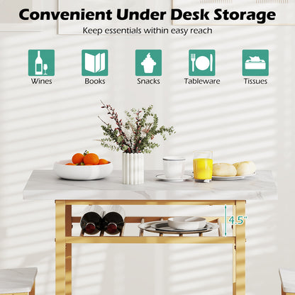 3-Piece Dining Table Set with 2 Chairs and Storage Shelf