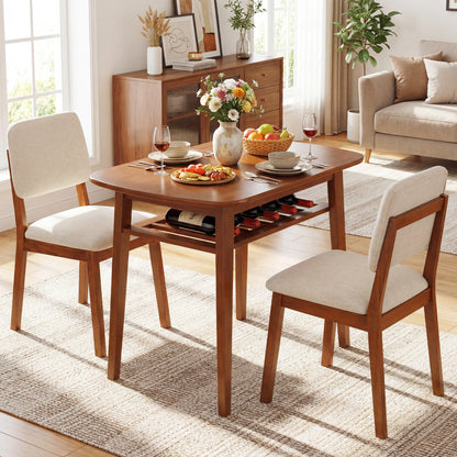 3-Piece Dining Table Set for 2 with Upholstered Chairs