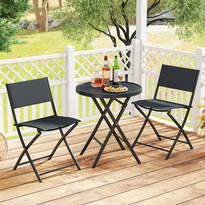 3-Piece Folding Patio Bistro Set with Glass Table