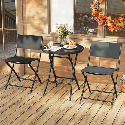3-Piece Folding Patio Bistro Set with Glass Table