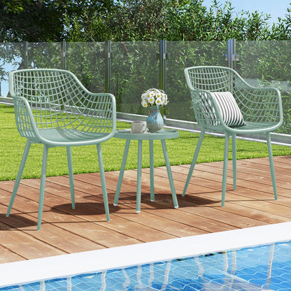 3-Piece Patio Conversation Set with Metal Frame and PP Seats