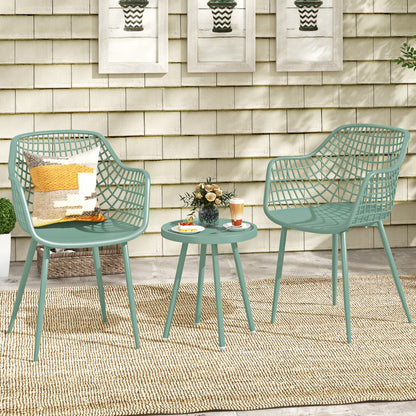 3-Piece Patio Conversation Set with Metal Frame and PP Seats