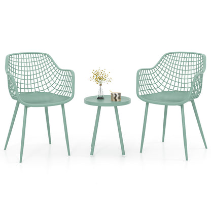 3-Piece Patio Conversation Set with Metal Frame and PP Seats