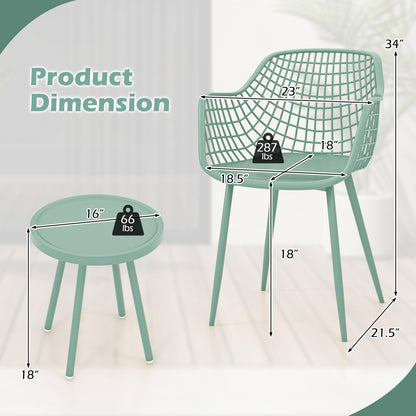 3-Piece Patio Conversation Set with Metal Frame and PP Seats