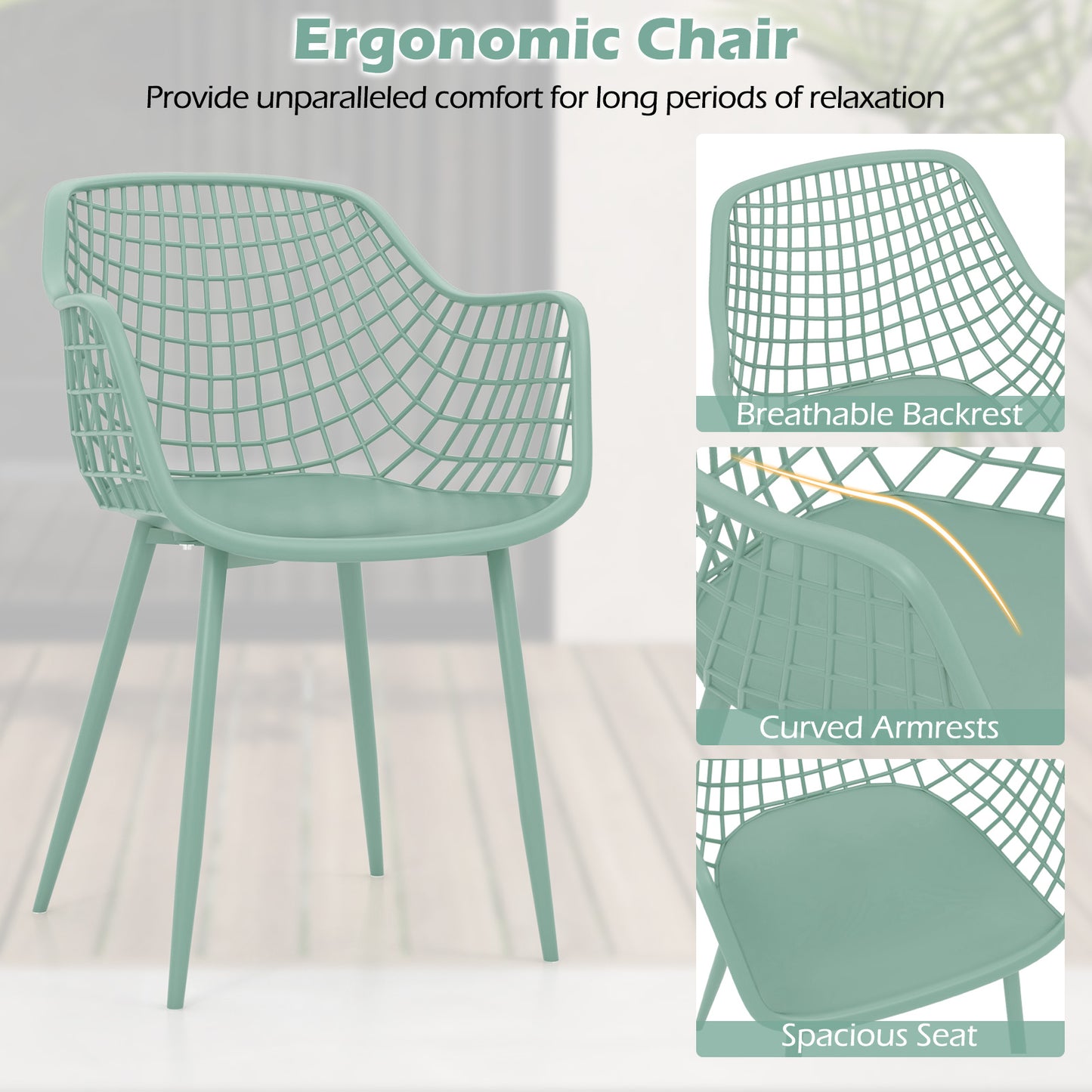 3-Piece Patio Conversation Set with Metal Frame and PP Seats