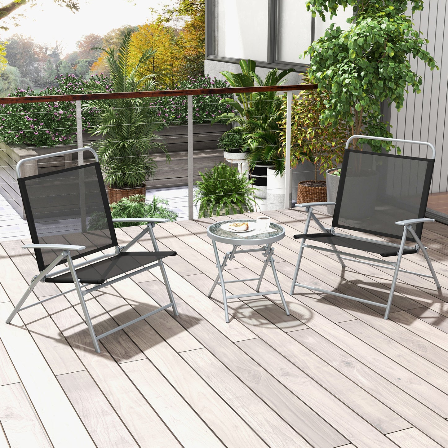 3-Piece Folding Patio Chair Set with Coffee Table