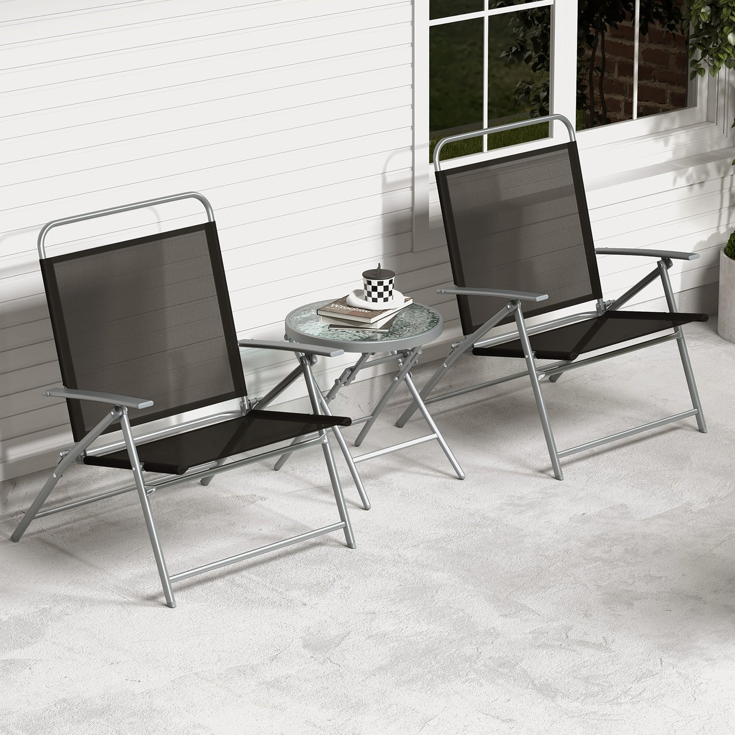 3-Piece Folding Patio Chair Set with Coffee Table