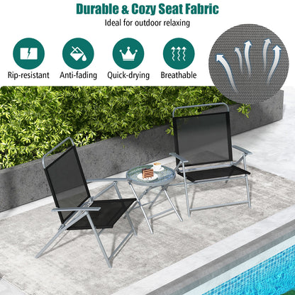 3-Piece Folding Patio Chair Set with Coffee Table