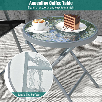 3-Piece Folding Patio Chair Set with Coffee Table