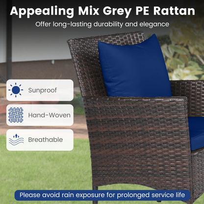 3-Piece Patio Conversation Set with Cushioned Chairs & Glass Table