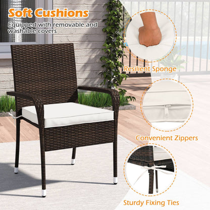 3-Piece Patio Conversation Set with Tempered Glass Table