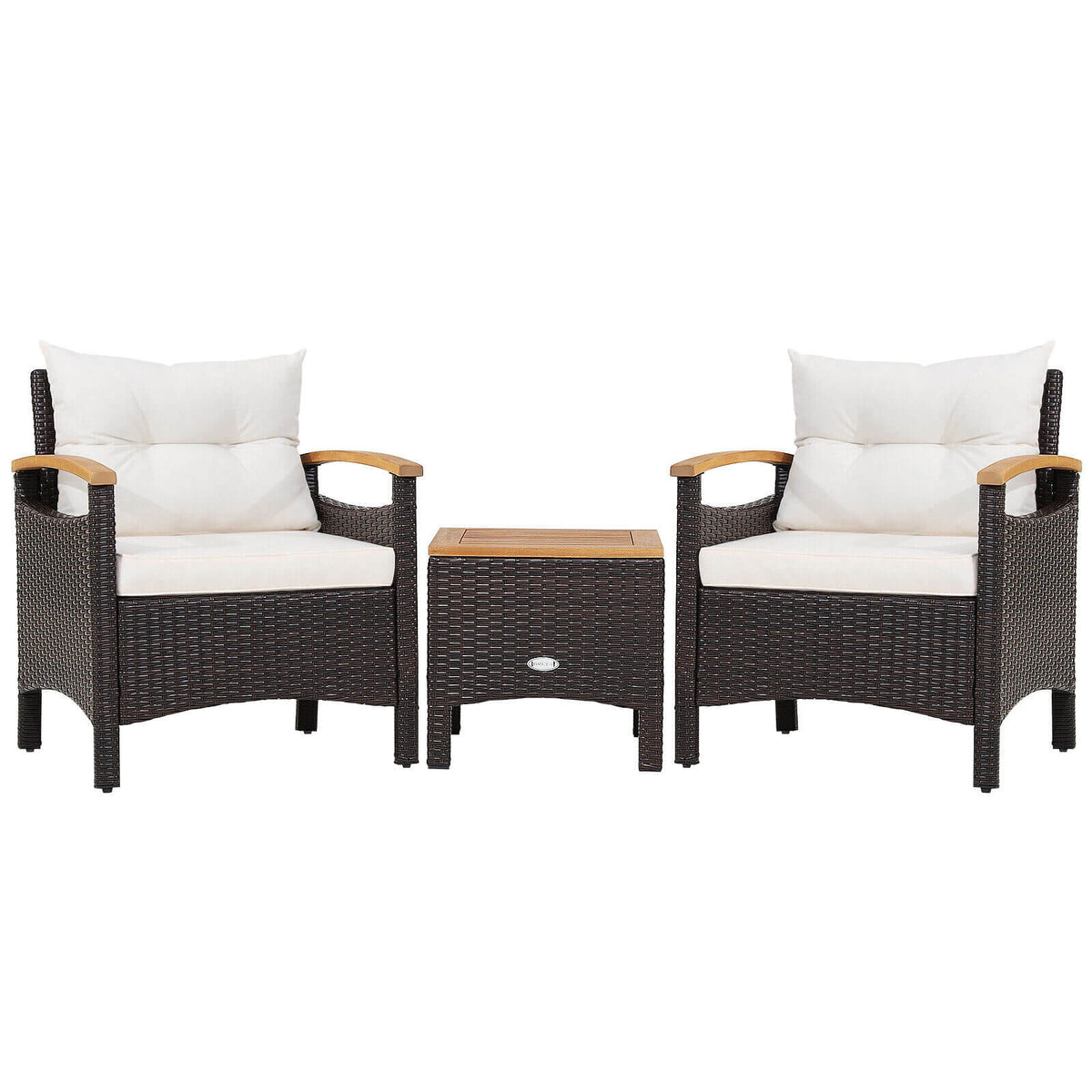 3 Pieces Patio Rattan Furniture Set with Removable Cushion