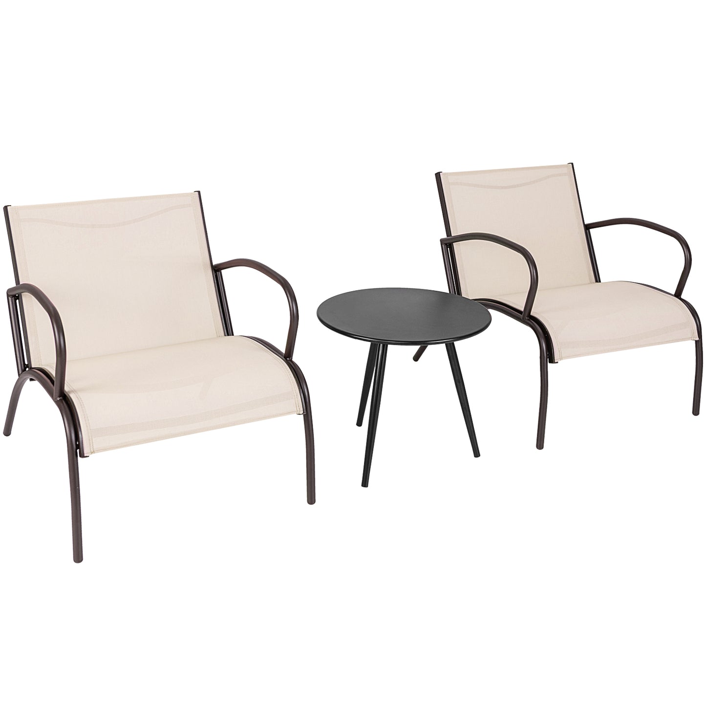 3-Piece Patio Conversation Set with Wide Armchairs and Table
