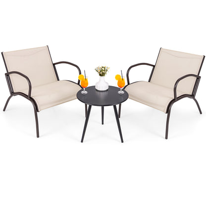 3-Piece Patio Conversation Set with Wide Armchairs and Table