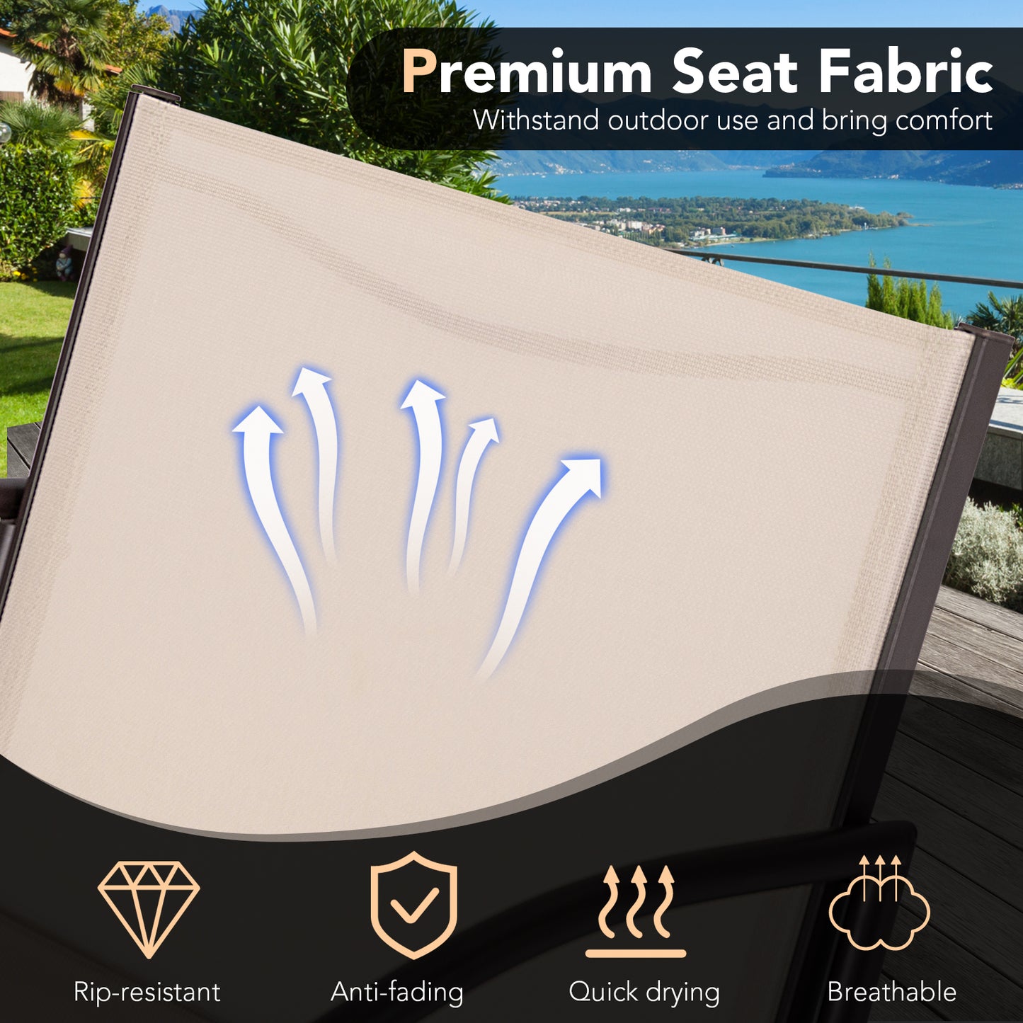 3-Piece Patio Conversation Set with Wide Armchairs and Table