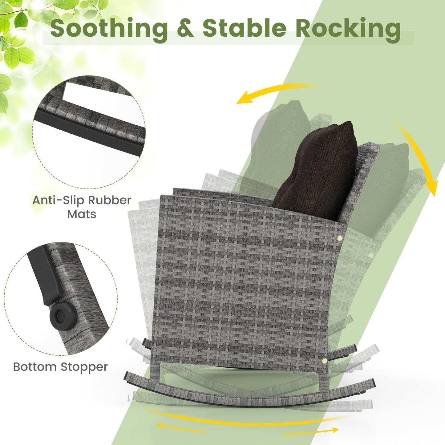 3-Piece Patio Rocking Chair Set with Glass Table